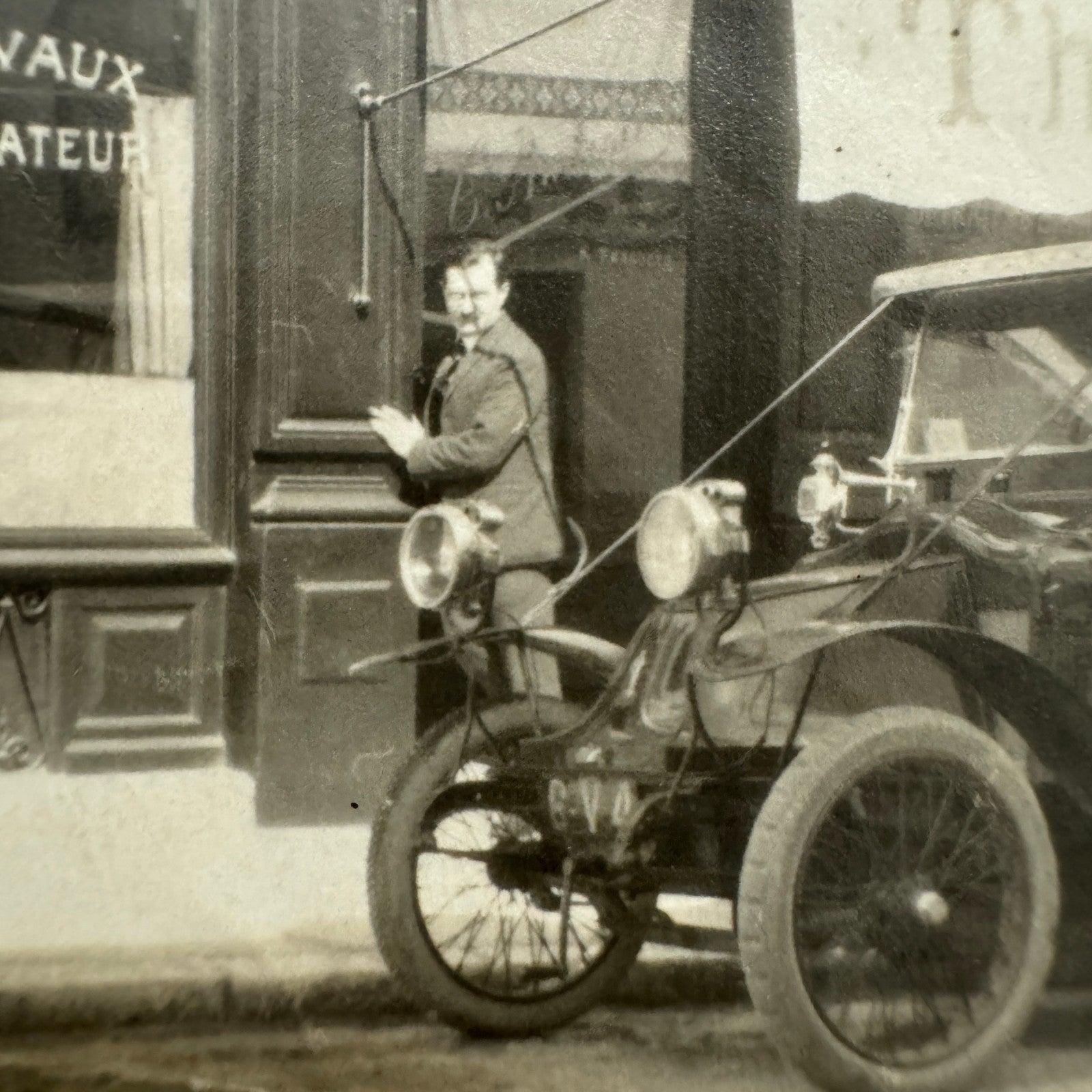 Vintage Photograph Photo Men with Early Antique Car European