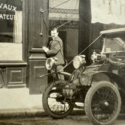 Vintage Photograph Photo Men with Early Antique Car European