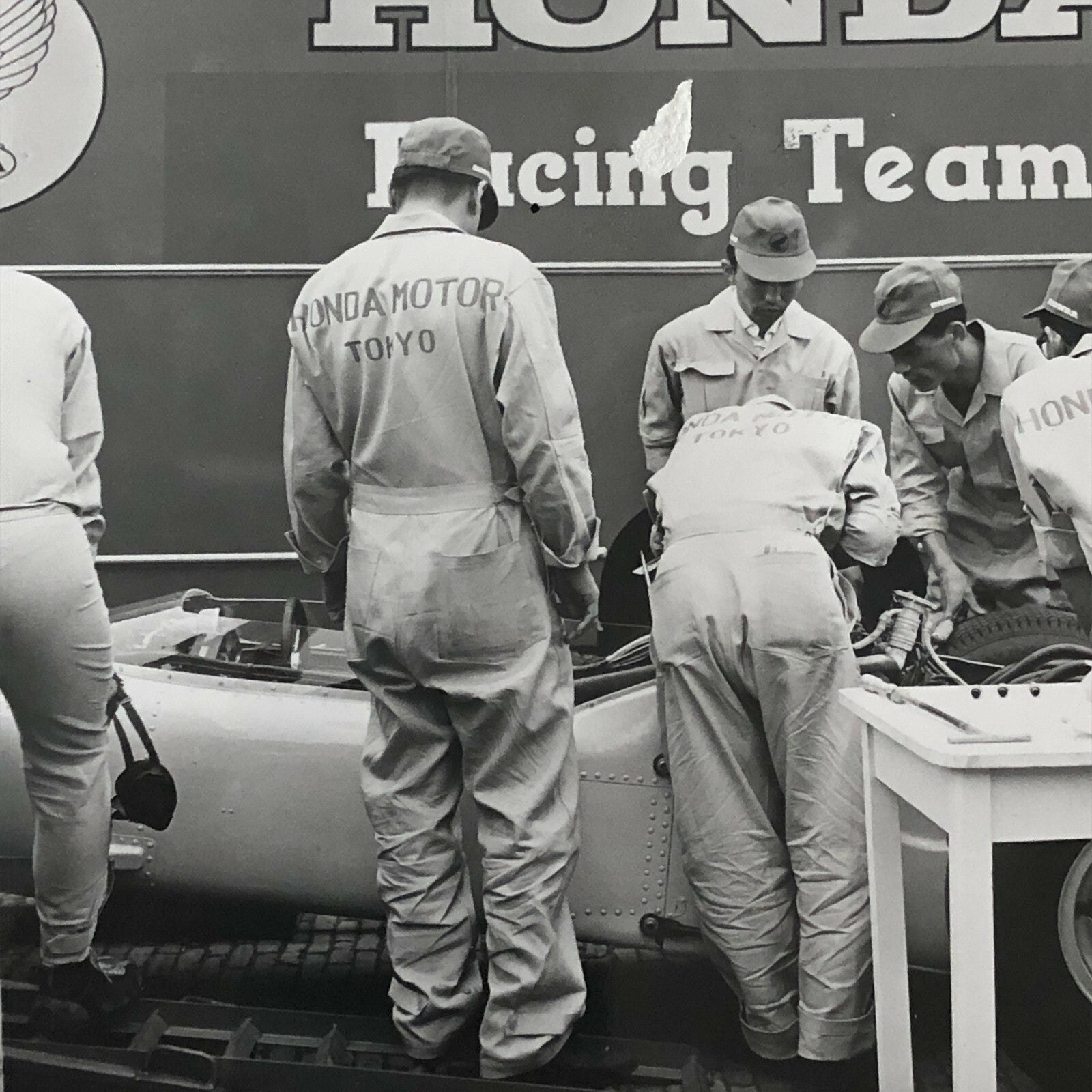 Vintage Honda Grand Prix Racing Car Team Photo Photograph Print 