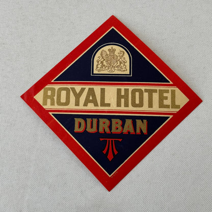 Vintage Travel Luggage Label Royal Hotel Durban South Africa South African