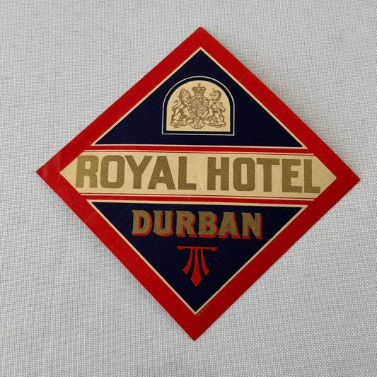Vintage Travel Luggage Label Royal Hotel Durban South Africa South African