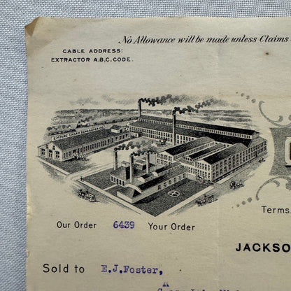 1908 Empire Cream Separator Company Document Invoice Letterhead Bloomfield NJ