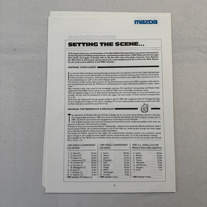 1990 Mazda Group A WRC Rally Rallye Racing Press Kit Brochure Mazda 323