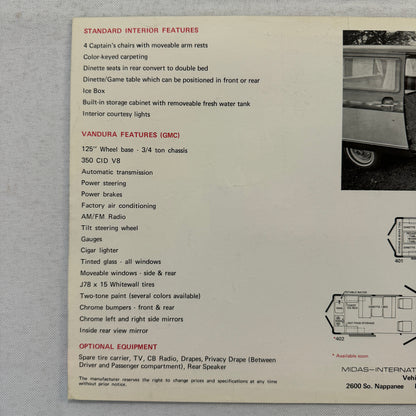 GMC Midas Conversion Van Sales Brochure Catalog