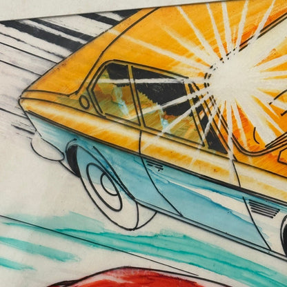 Vintage Art Illustration Zacron BMW 3.0 CSL Car Automobile Led Zeppelin Artist