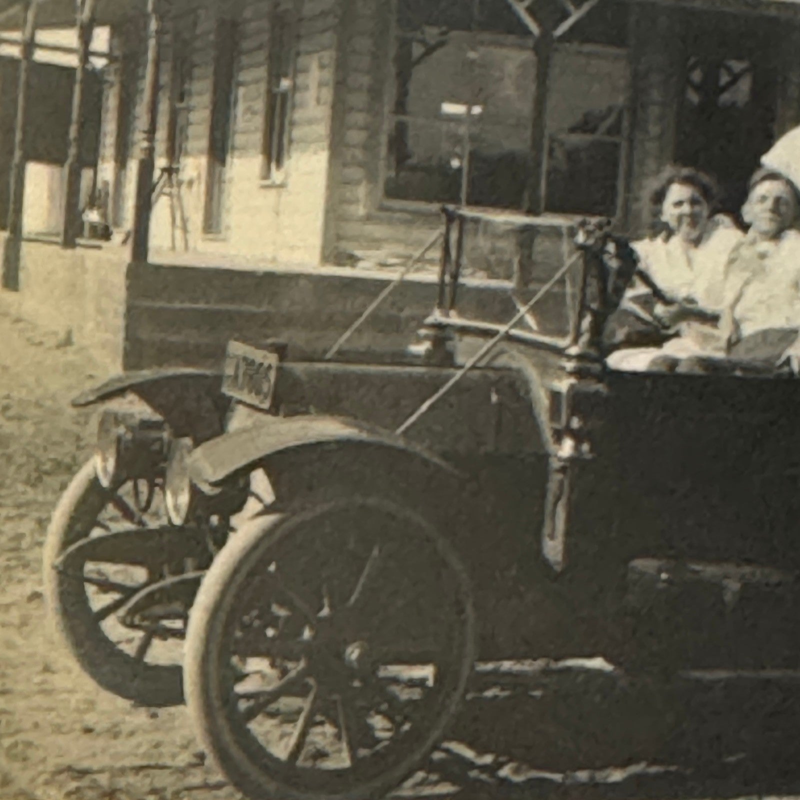 Vintage Automobile Photo Photograph Print Snapshot People in Car