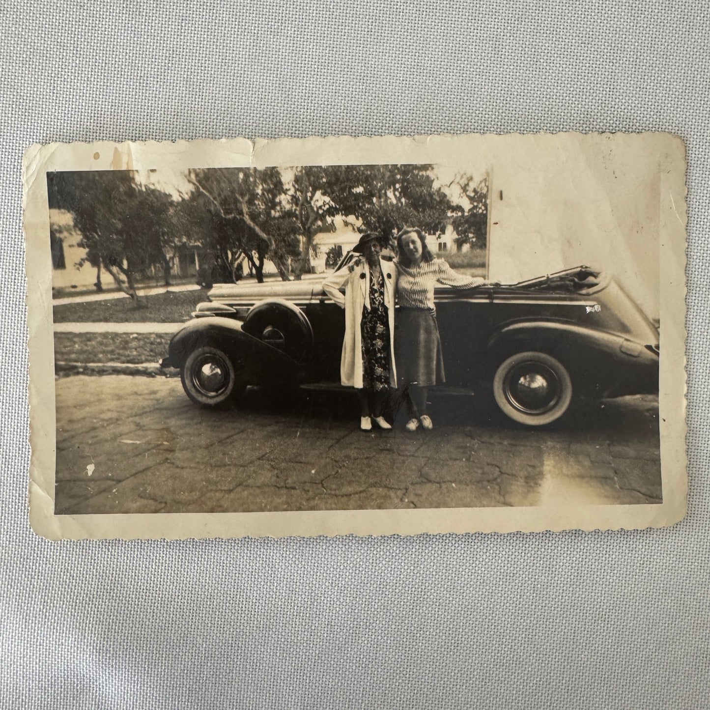 Vintage Photograph Photo Print Women with Car Automobile