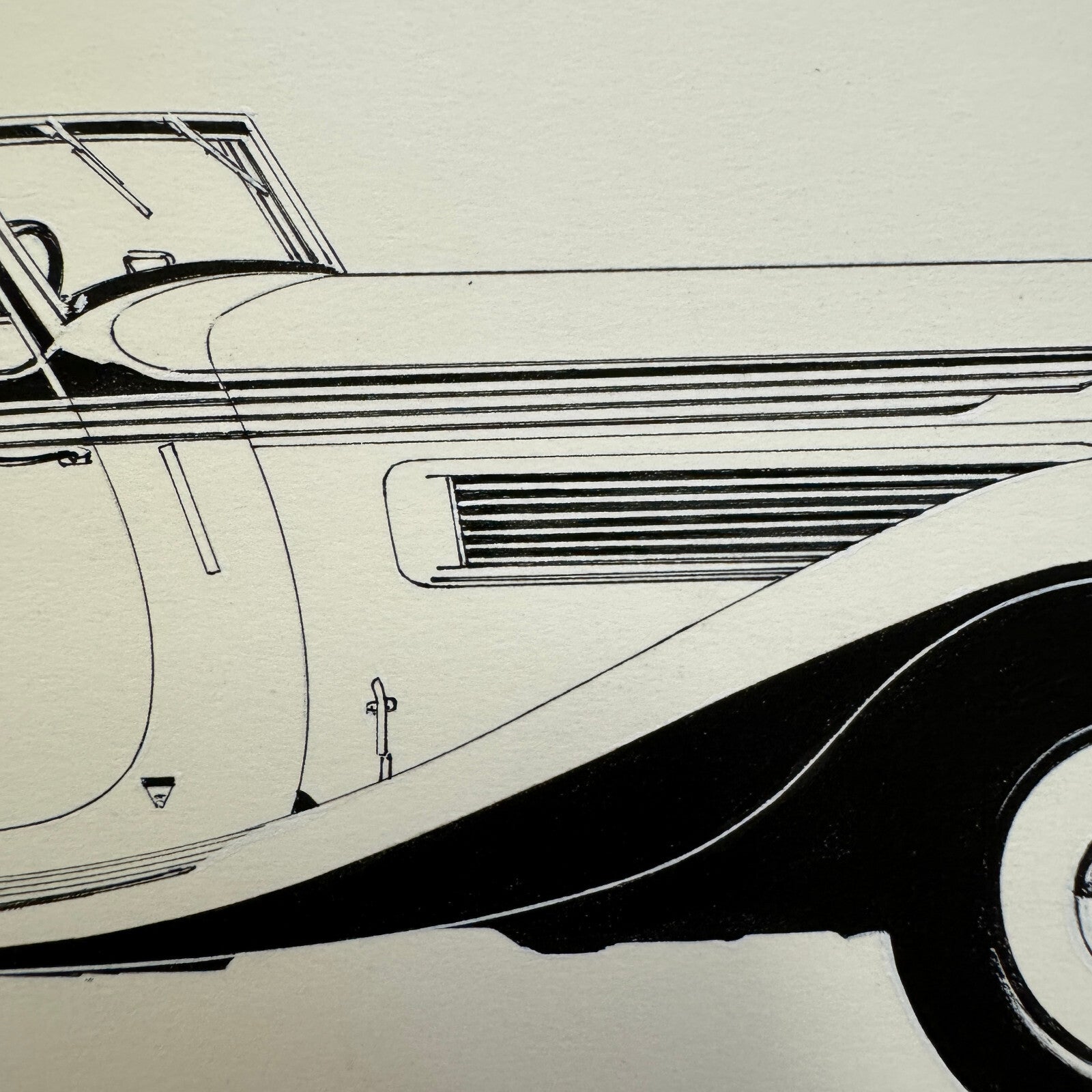 Hispano Suiza Convertible Car Illustration Art Drawing Hand Drawn