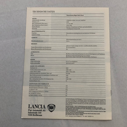 Lancia Thema Station Wagon Car Sales Brochure Catalog German