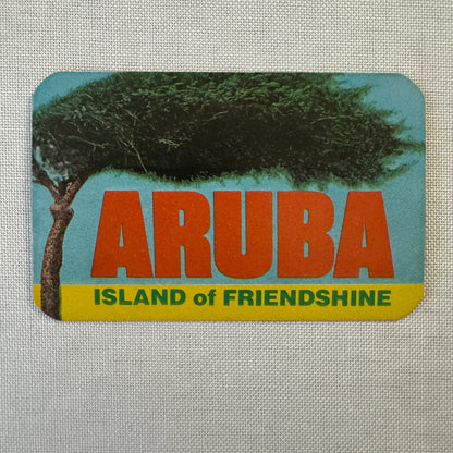 Vintage Travel Luggage Label Aruba Island of Friendshine