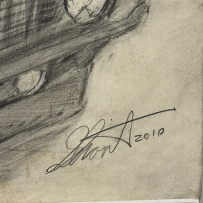 Chevrolet Camaro Vintage Car Illustration Drawing Sketch Original Art Signed