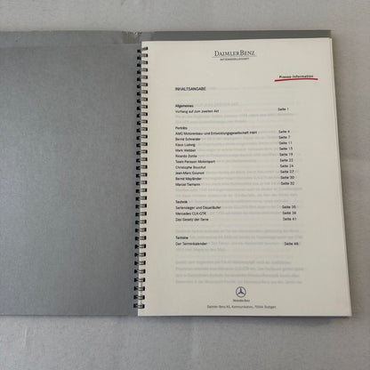 1998 Mercedes CLK GTR GT Racing Press Kit Photos Mark Webber Driver GERMAN