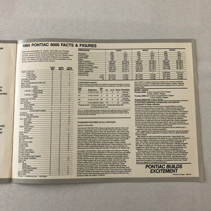 1985 Pontiac 6000 and 6000 STE Sales Brochure Catalog Coupe Sedan Station Wagon