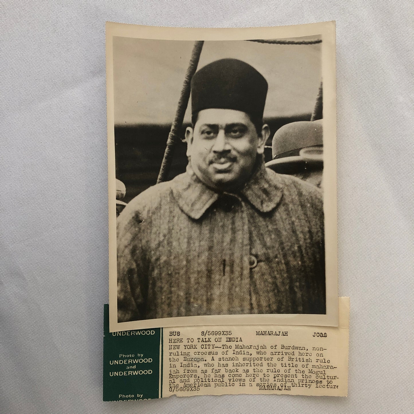 Press Photo Photograph Maharajah of Burdwan Portrait British Rule in India