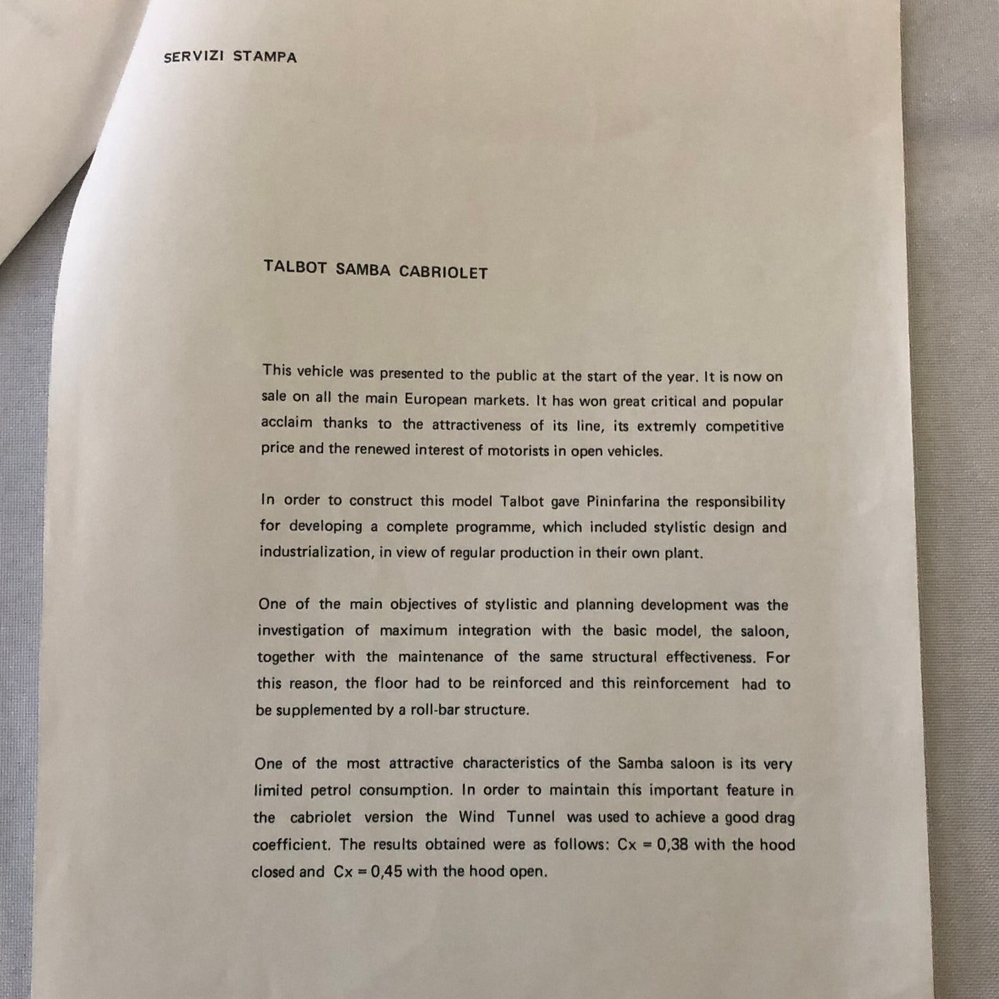 1982 Pininfarina Design Press Kit Photos Lancia Gamma Fiat Spider Talbot Samba