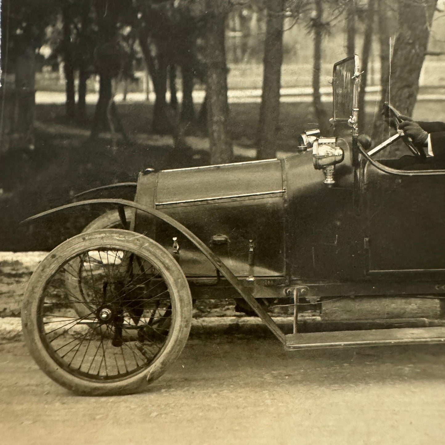 Vintage Postcard Real Photo Postcard RPPC Post Card Man in Early Automobile Car