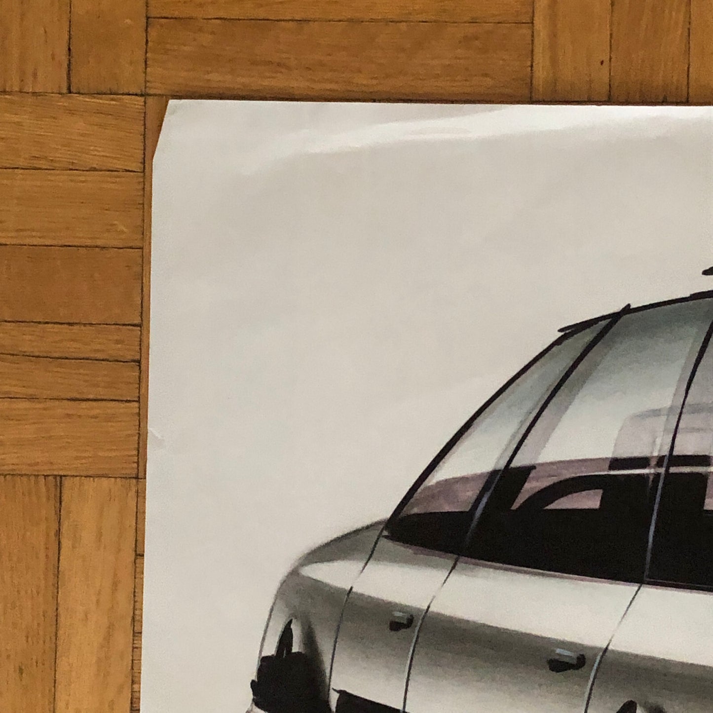 Car Styling Concept Illustration Art Drawing Sketch Vintage Signed YOUNG