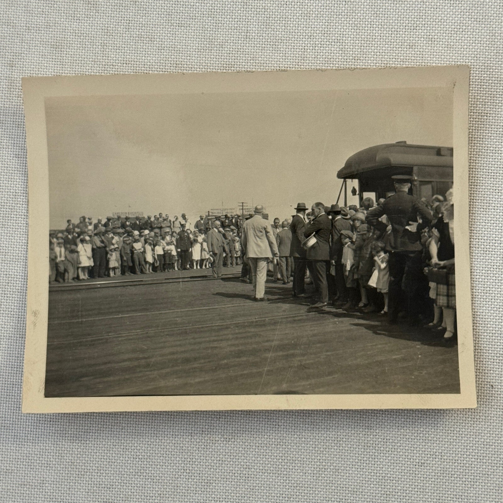 Vintage Photo Photograph Lot 5x Crowd of People around Trains
