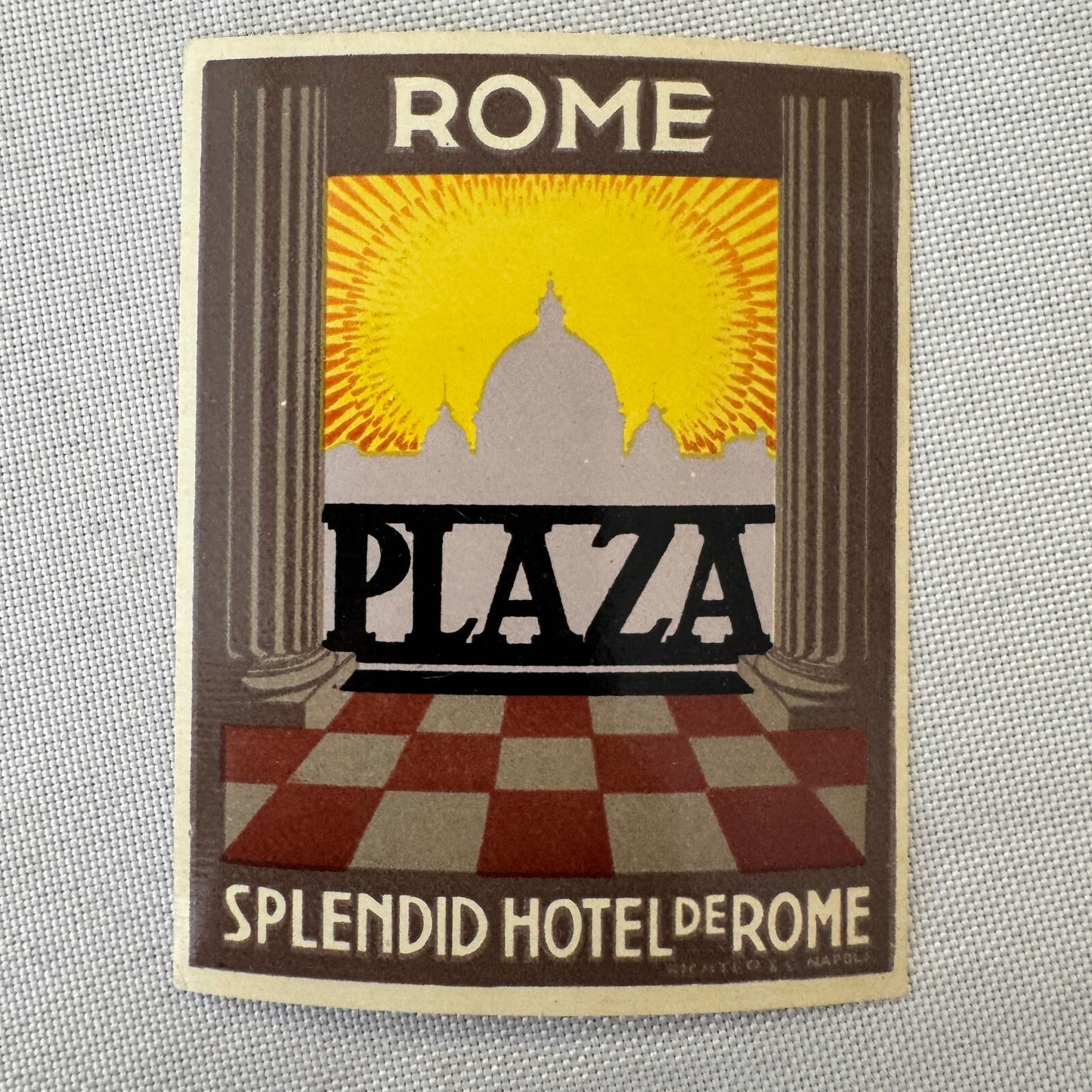 Vintage Hotel Travel Luggage Label Rome Plaza Hotel Italy Italian ?
