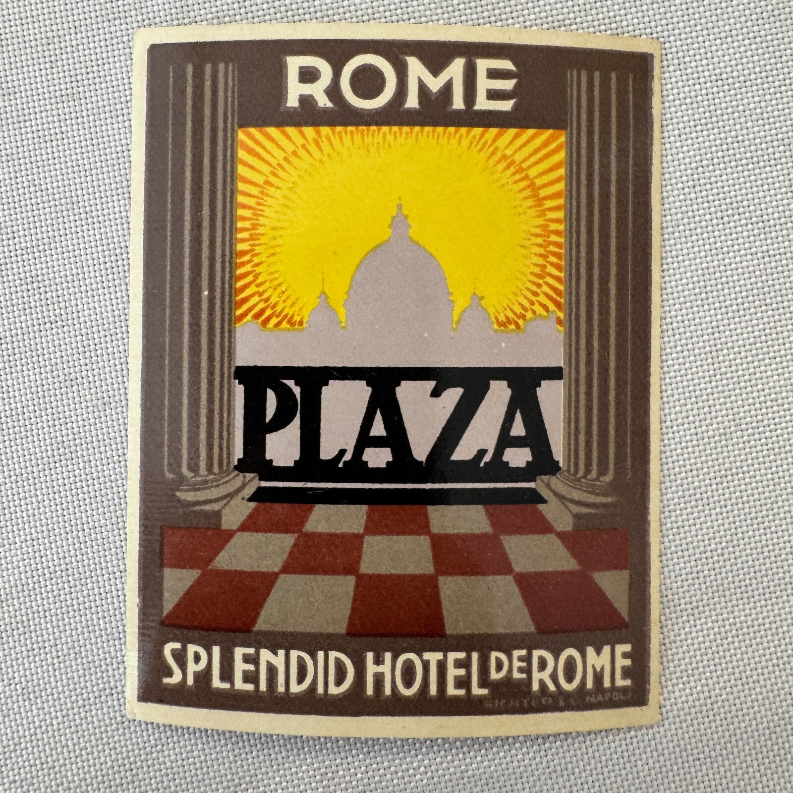 Vintage Hotel Travel Luggage Label Rome Plaza Hotel Italy Italian ?
