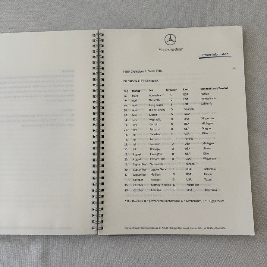 2000 Mercedes Benz Marlboro CART Racing Press Kit Tony Kanaan Michel Jourdain