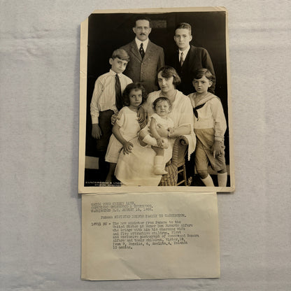 Press Photo Photograph Print Panama Minister Brings Family to Washington 1922