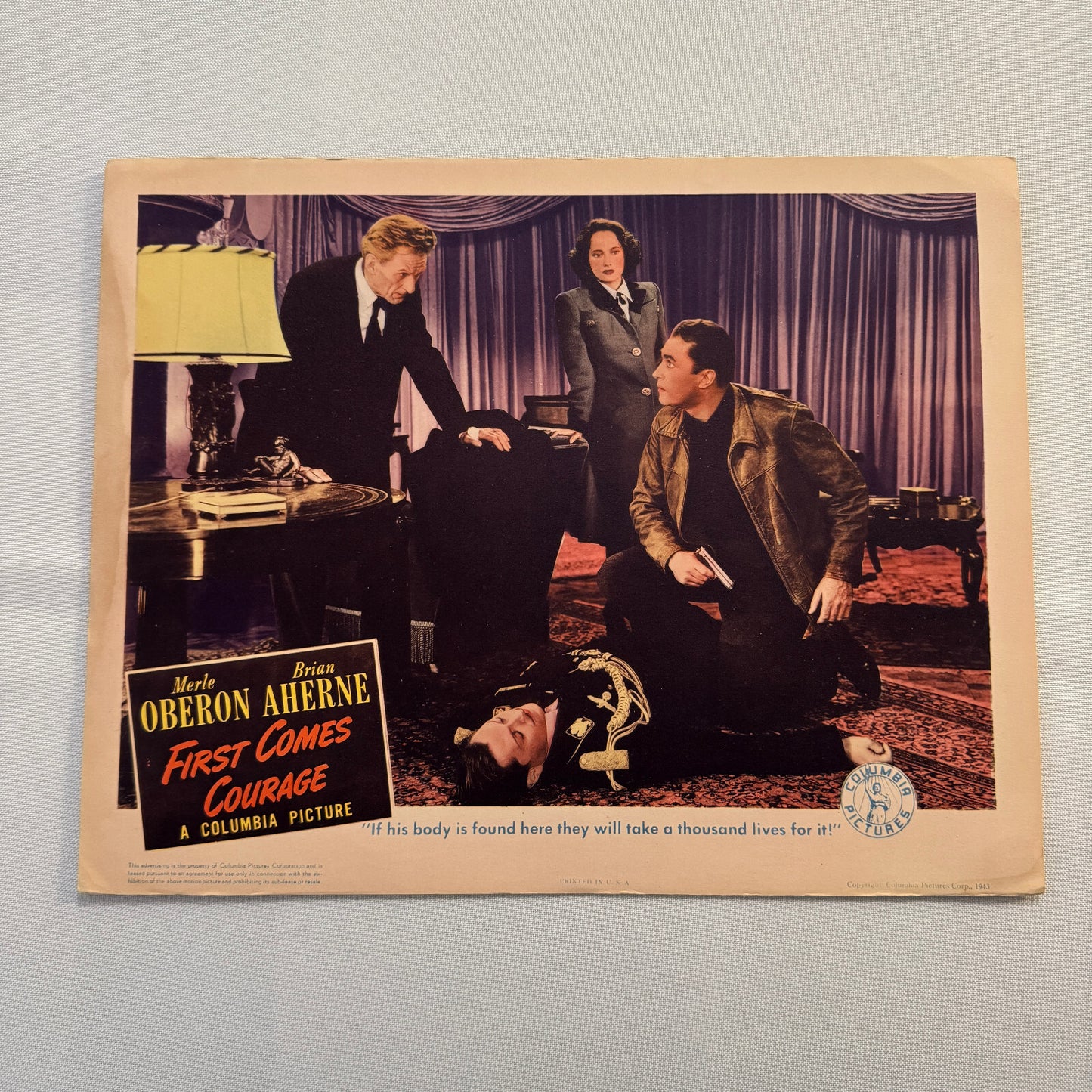 Vintage Movie Lobby Card Poster 1943 First Comes Courage Merle Oberon
