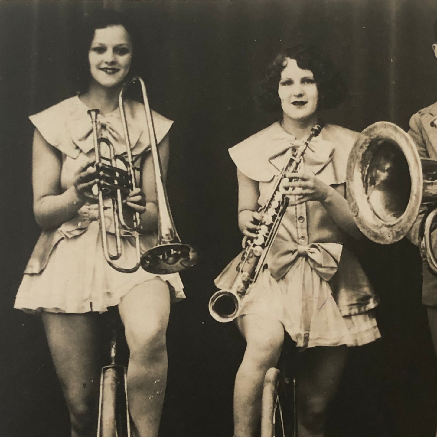 Circus Performer Unicycle Musicians Photo Postcard Real Photo Postcard RPPC ?