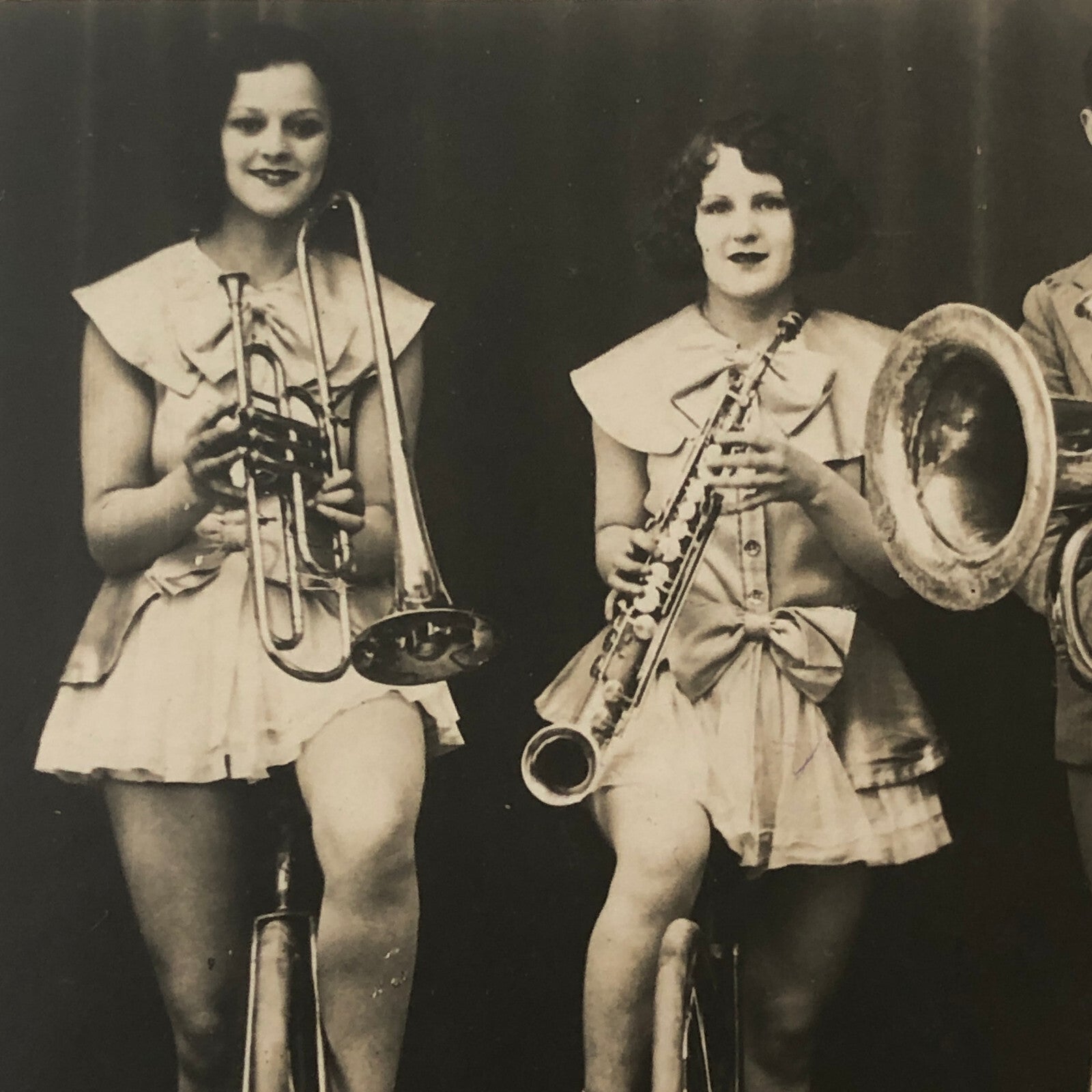 Circus Performer Unicycle Musicians Photo Postcard Real Photo Postcard RPPC ?