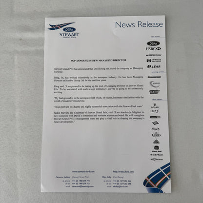 1999 Ford Jackie Stewart Racing Team SF3 Press Kit 35mm Slides Brochure Photos