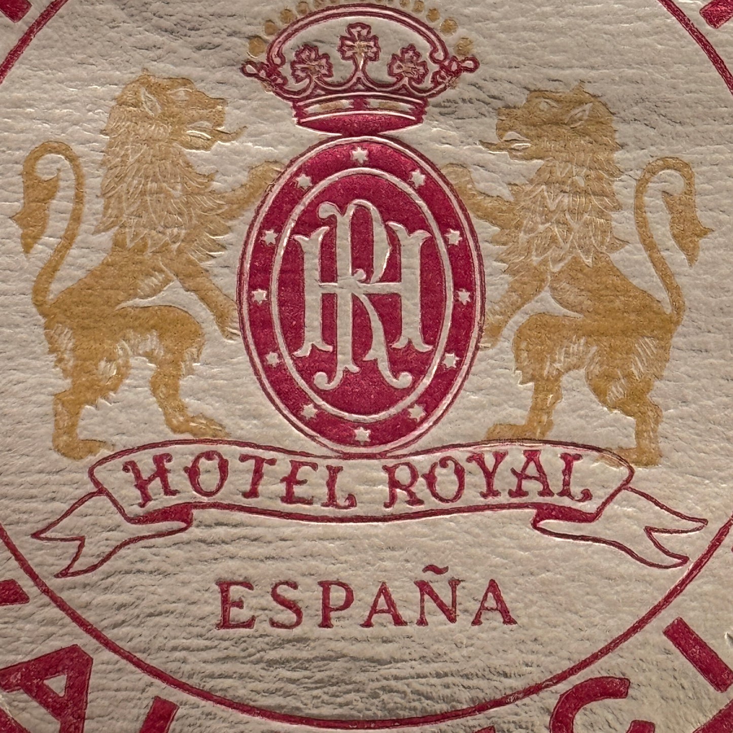 Vintage Travel Luggage Label Hotel Royal Valencia Espana Spain Spanish