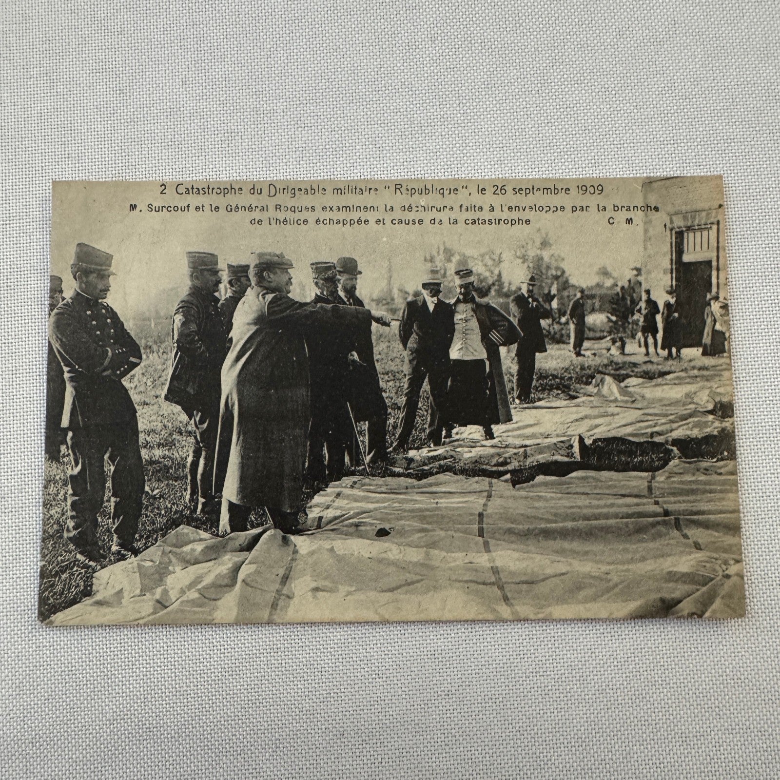 Vintage Zeppelin Airship Dirigible Postcard French Republique Military Disaster