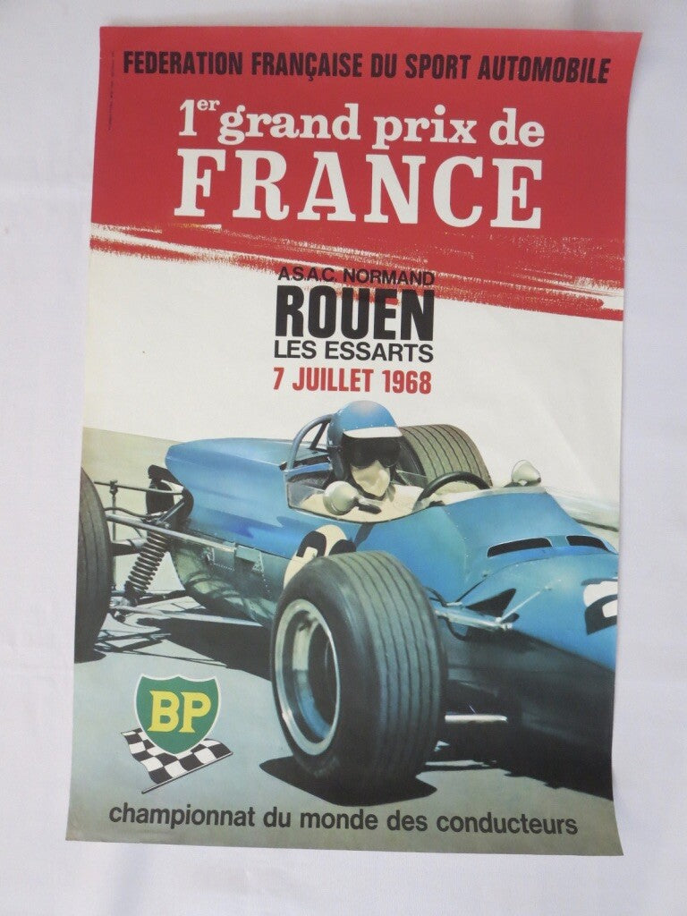 Poster Racing Rouen Les Essarts Grand Prix de France 1968 Race Event Vintage