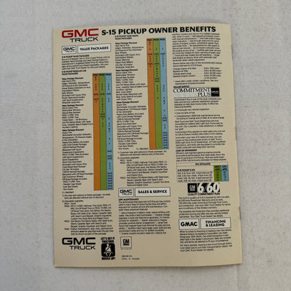 1988 GMC S-15 S15 Pickup Truck Sales Brochure Catalog Advertising Canadian