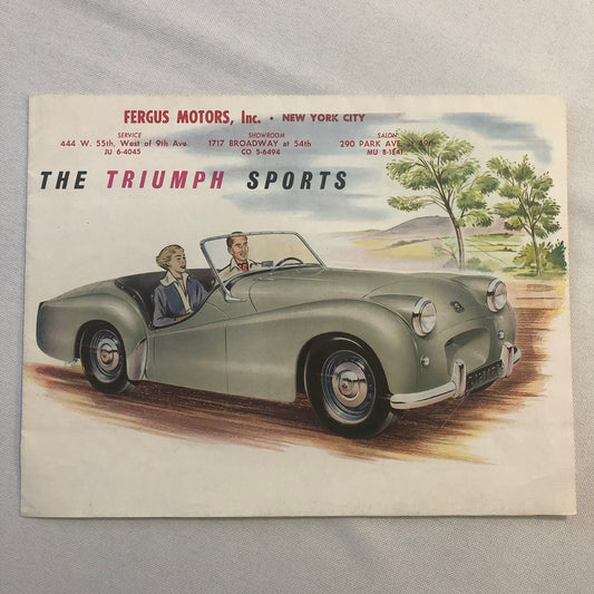 Vintage Triumph Sports Car Sales Brochure Advertising Fergus Motors New York