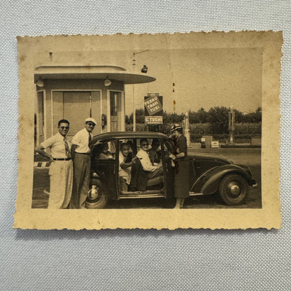 Vintage Photograph Photo Print People with Car Automobile European