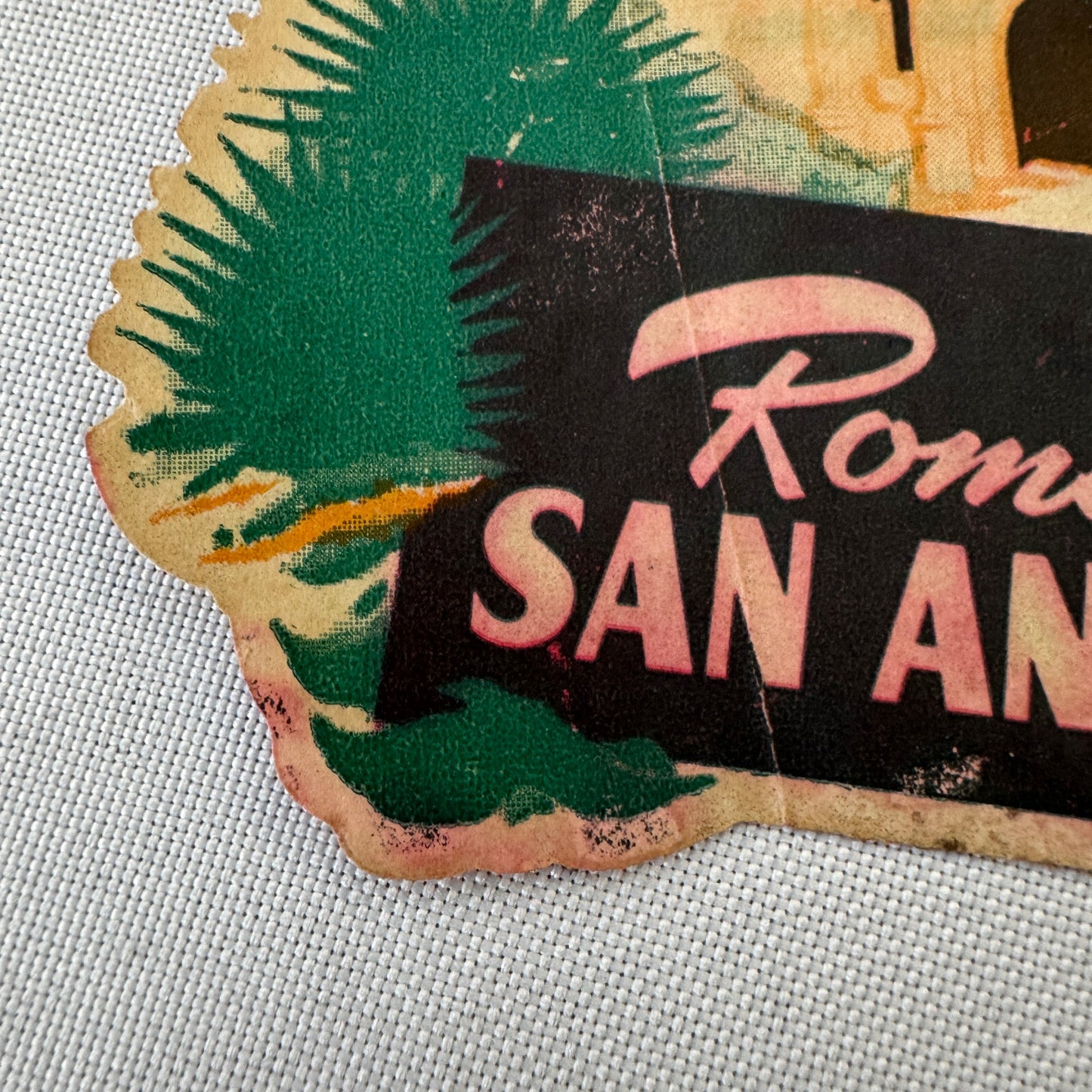 Romantic San Antonio Texas Travel Luggage Label Vintage