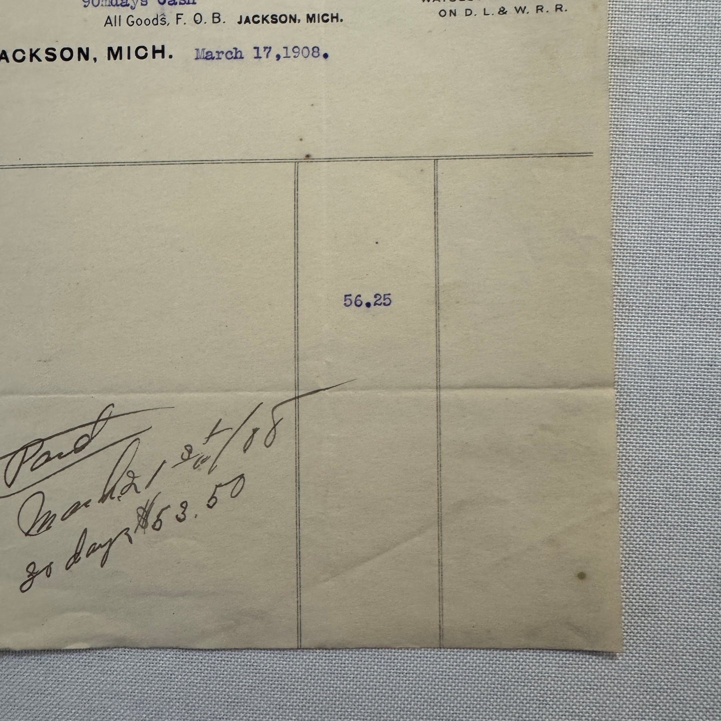 1908 Empire Cream Separator Company Document Invoice Letterhead Bloomfield NJ