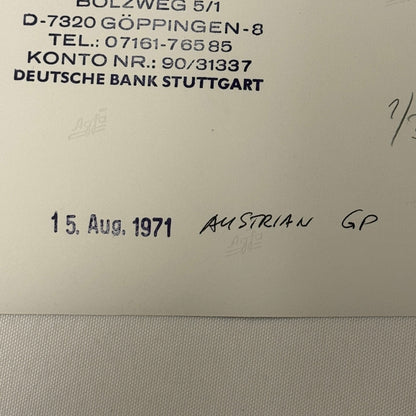 Vintage Racing Photo 1971 Austrian Grand Prix Jackie Stewart Motorsport