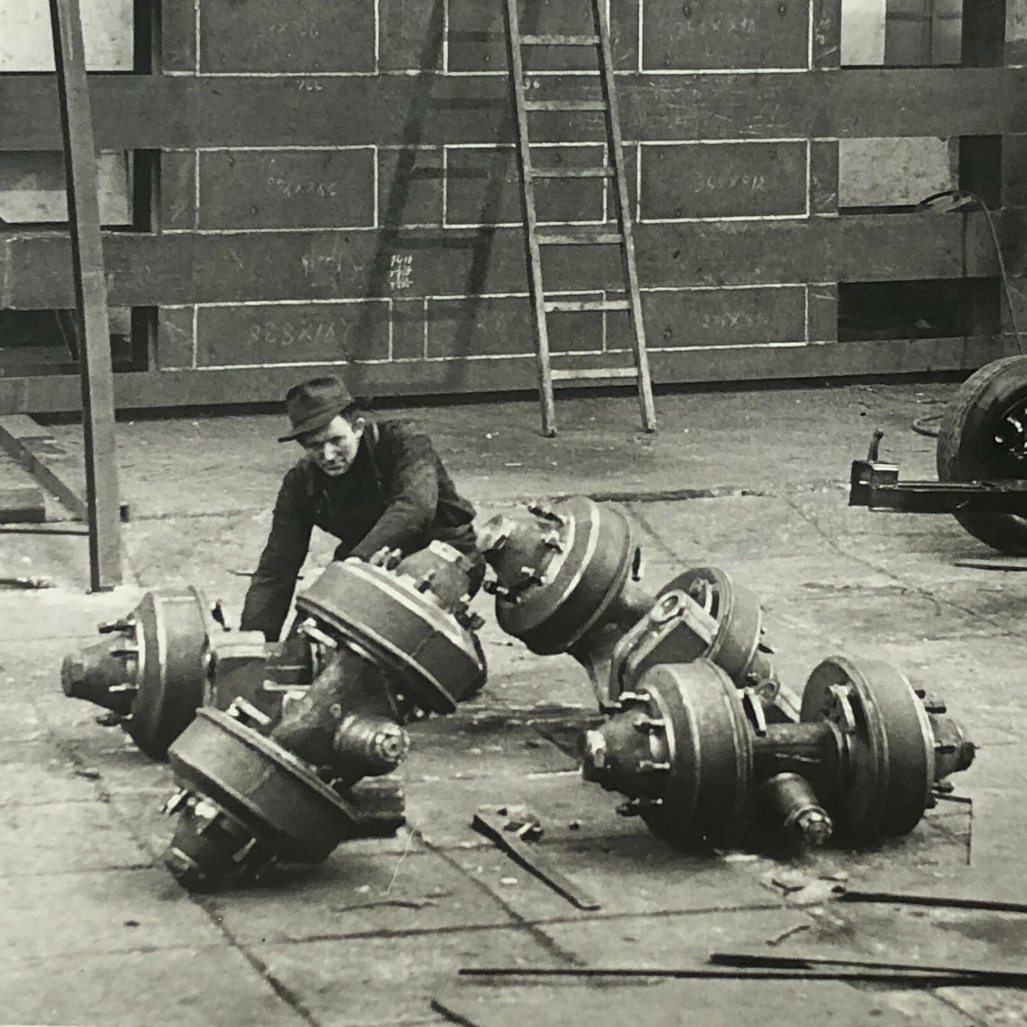 Vintage Photograph of a Factory with Workers Denmark Ergo Trailer Industrial