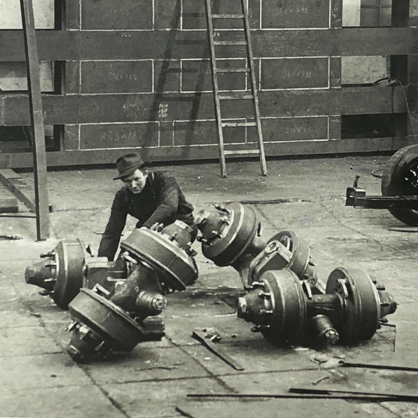 Vintage Photograph of a Factory with Workers Denmark Ergo Trailer Industrial