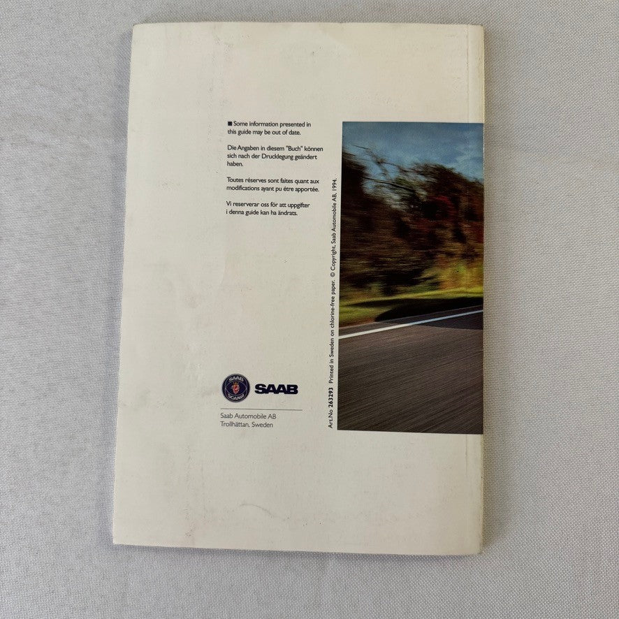 1995 Saab 900 Car Owners Manual Pouch GERMAN Text