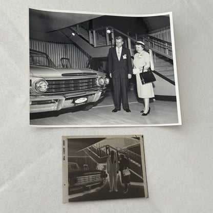 Vintage Oldsmobile Car in Snow Photo NEGATIVE with Print Automobile Photograph