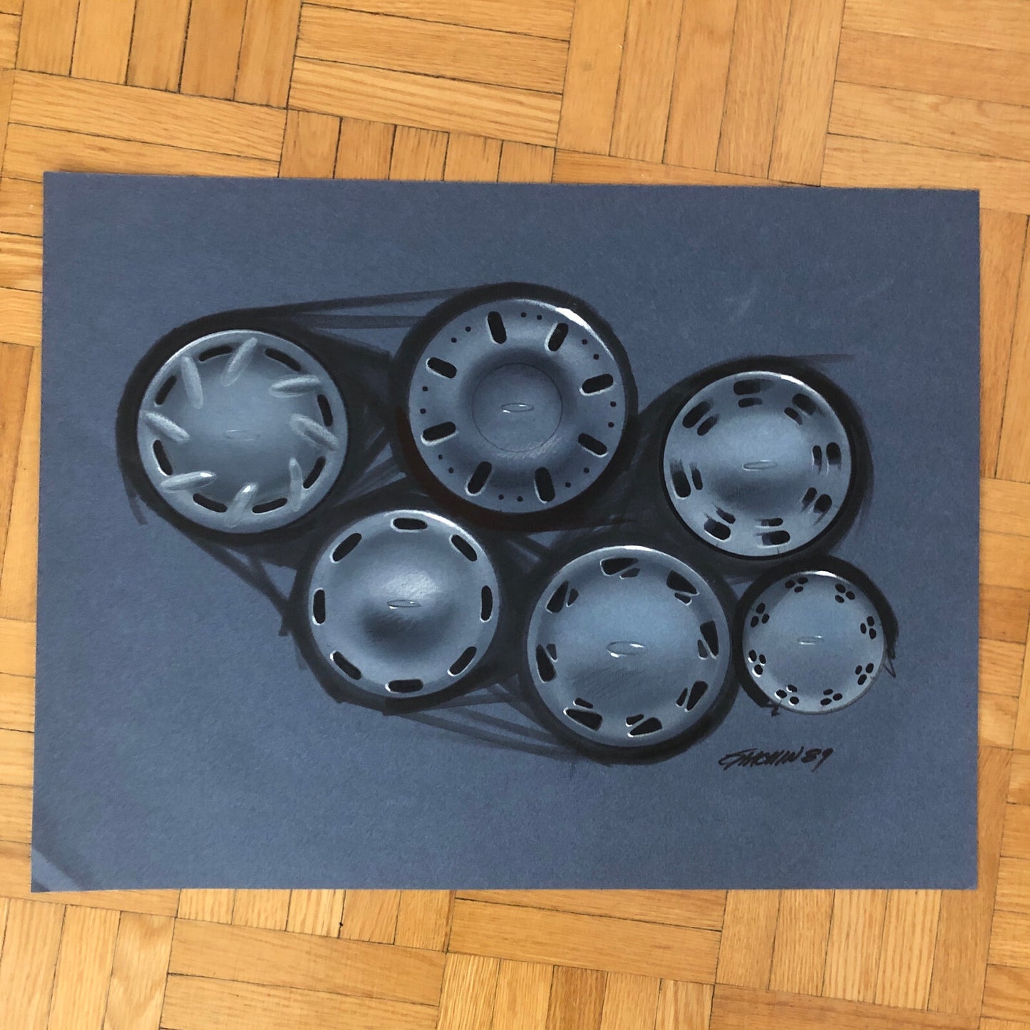 Car Styling Concept Illustration Art Drawing Sketch Vintage Lot 7x Ford Wheels