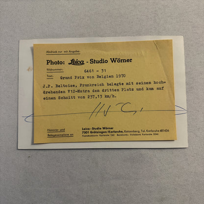 1970 Belgian Grand Prix Racing Photo Photograph Jean Pierre Beltoise JP Beltoise
