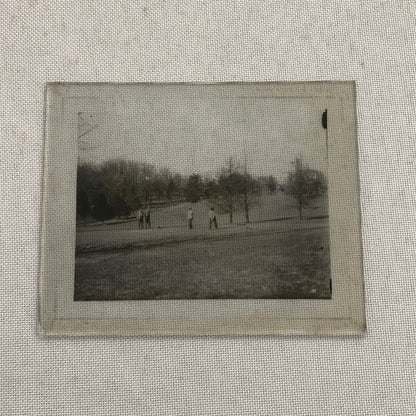 Antique Glass Plate Lantern Slide Photo Golf Golfers Golfing Golf Course