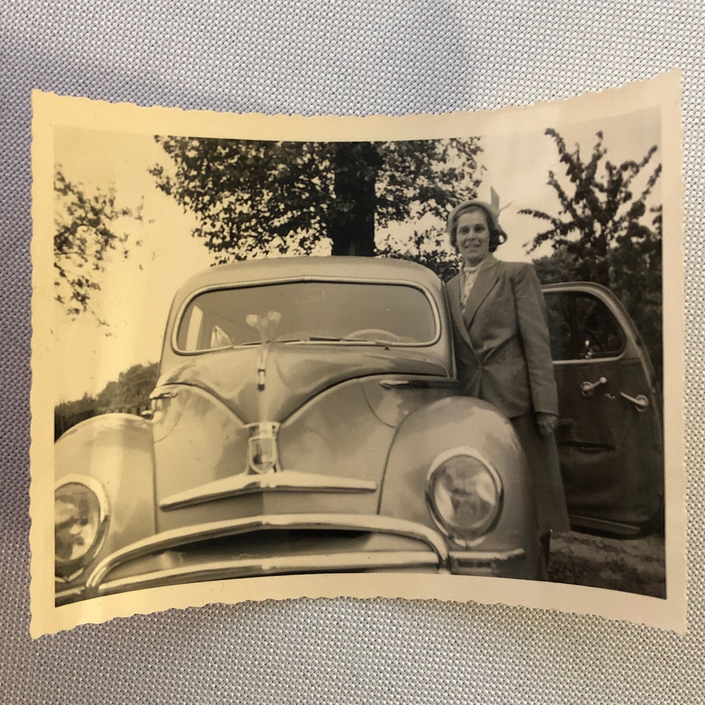 Vintage Photo Photograph Woman with Car Automobile  - Tag AL22SM2