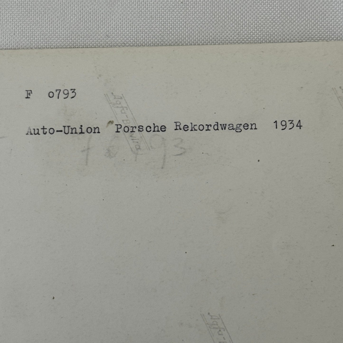 Vintage 1934 Auto Union Audi Porsche Racing Car Photo Photograph Print