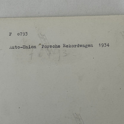 Vintage 1934 Auto Union Audi Porsche Racing Car Photo Photograph Print