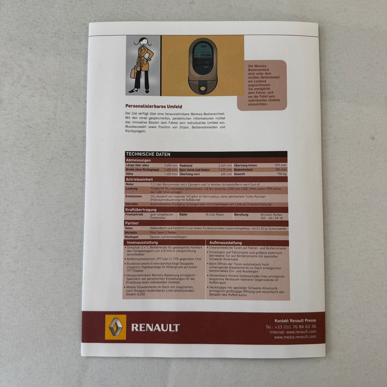 2005 Renault ZOE Concept Car Prototype Press Kit Brochure Photo CD GERMAN